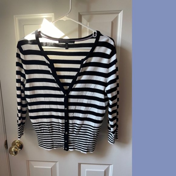 WHBM Black and Cream Stripe Cardigan - Picture 1 of 11